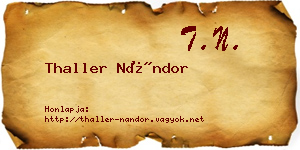 Thaller Nándor névjegykártya